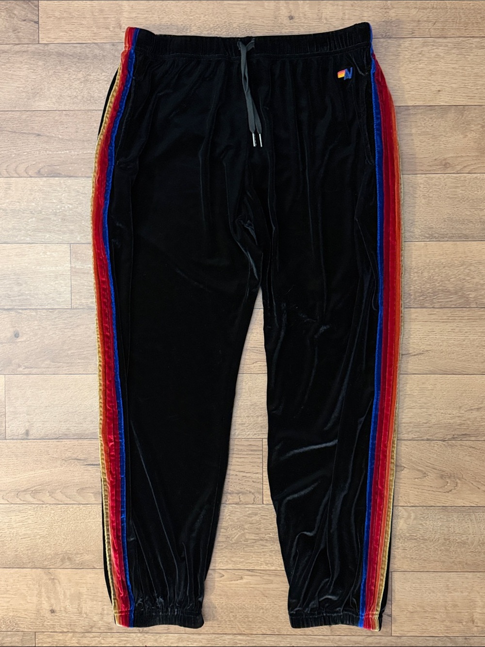 Aviator Nation Unisex Size XXL Velvet Rainbow Side Stripes Joggers Quiet Luxury